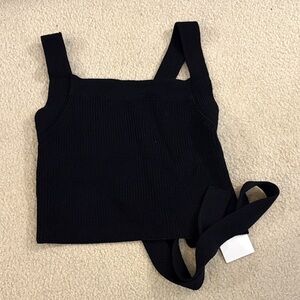 Black Knit Square Neck Tank Top